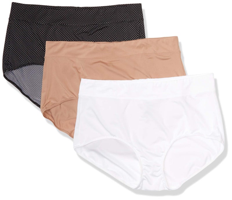 Warner's womens Blissful Benefits No Muffin 3 Pack Brief Panty Underwear, Tw/Ta/Ub and Tw Pin Dot, 3X-Large US - Image 1